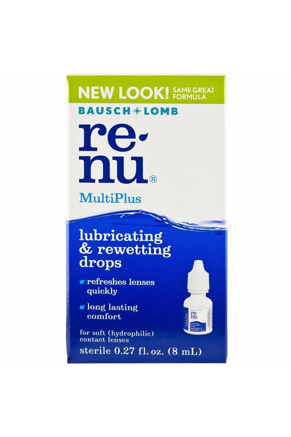 Bausch & Lomb Renu Multi-Plus Lubracating & Rewetting Drops, 0.27oz, 4-Pack