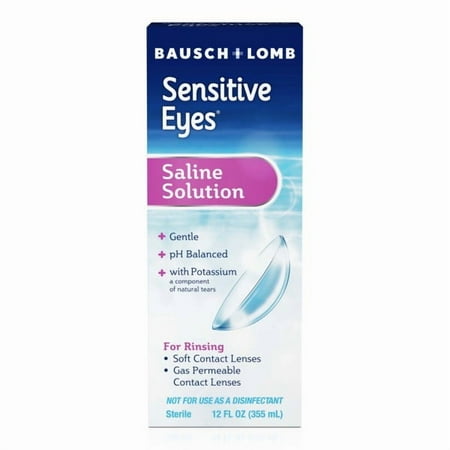 Sensitive Eyes Saline Solution from Bausch & Lomb, for Soft Contact & Gas Permeable Lenses, Saline Solution with Potassium, 12 Fl Oz (355 mL)