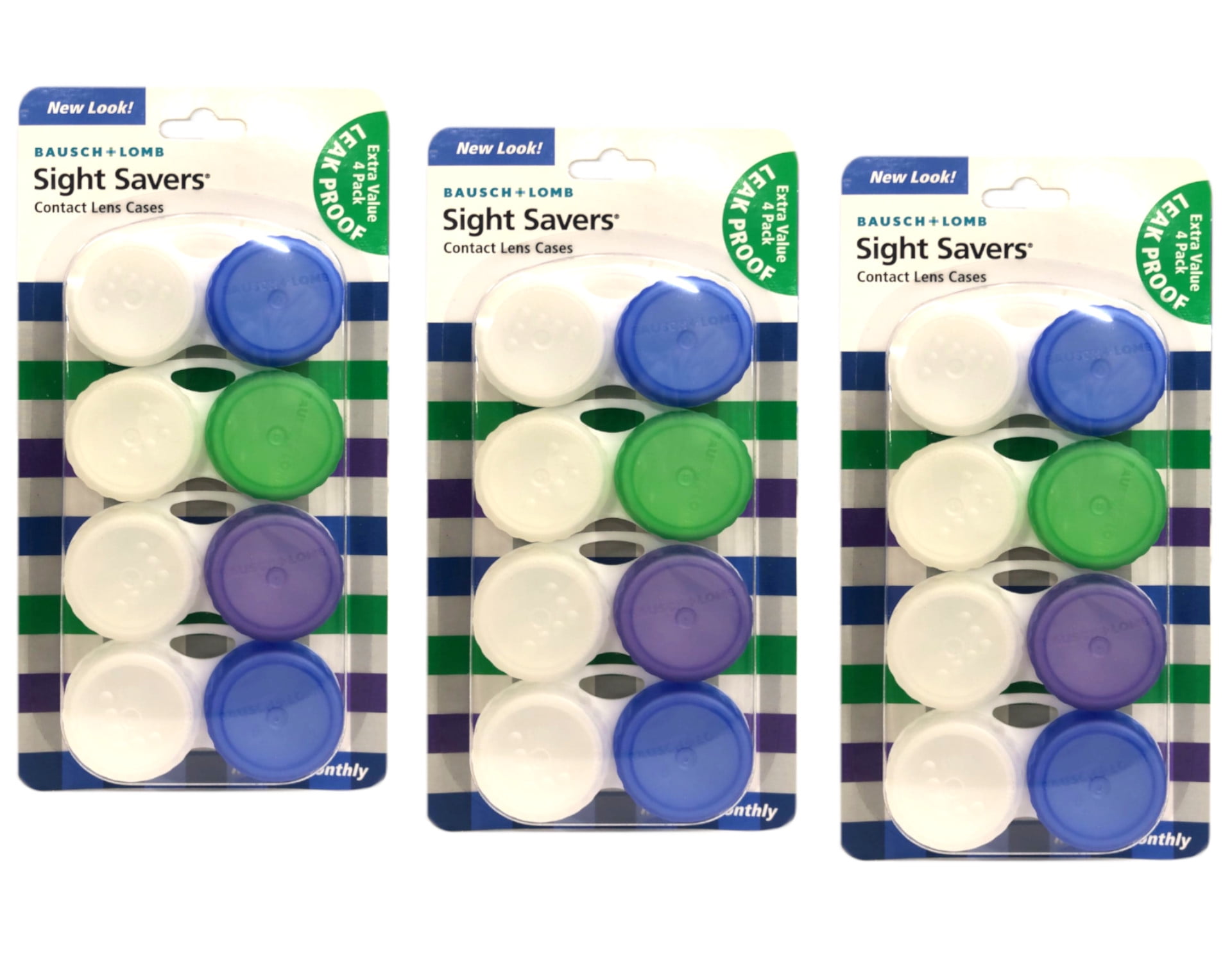 Bausch & Lomb Sight Savers Contact Lens Cases, 4 Count Pack of 3