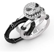 Bautiful Nightmare Before Christmas Ring, 2 in 1 Nightmare Before Christmas J-ack Skellington Rhinestone Finger Ring