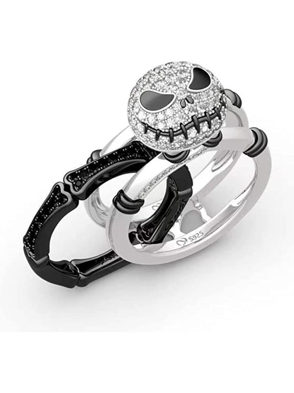 Bautiful Nightmare Before Christmas Ring, 2 in 1 Nightmare Before Christmas J-ack Skellington Rhinestone Finger Ring