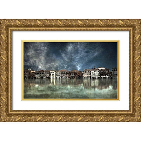 Bautista., Nieves 24x16 Gold Ornate Wood Framed with Double Matting Museum Art Print Titled - Reflections In Venice