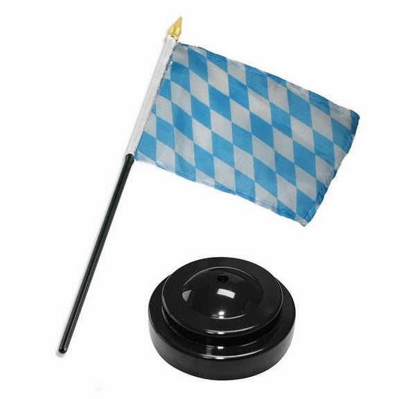 Bavaria Bavarian Plain Flag 4"x6" Desk Set Table Stick Black Base