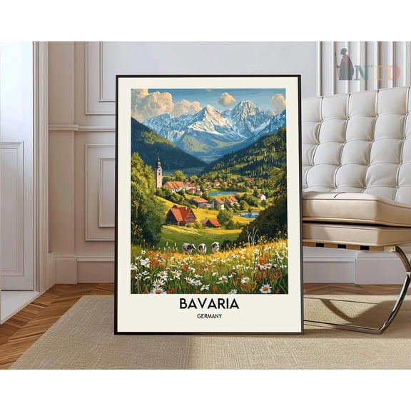 Bavarian Alps Poster Germany Travel Print German Decor Europe Travel Poster Europeanbavarian Alps Travel Poster Wall Art Modern Wall Decor