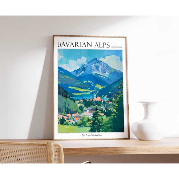 Bavarian Alps Travel Germany Mountain Art, Unframed Paper Print