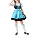 thumbnail image 1 of Bavarian Beer Girls Dresses Oktoberfest Festival Halloween Party Outfits Set German Dirndl Vintage Dress with Maid Apron 7 Years, Blue, 1 of 7