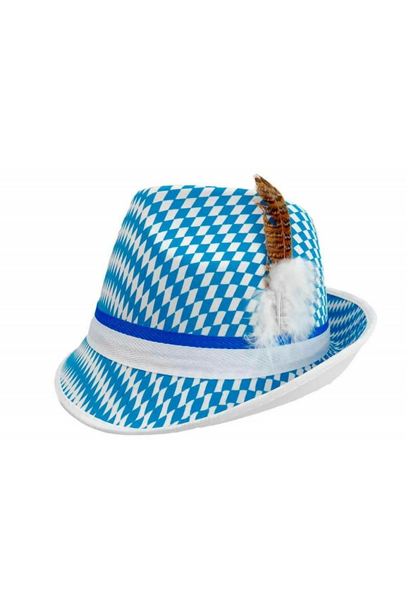 Bavarian Oktoberfest Checkered Fedora Polyester Hat | Unisex