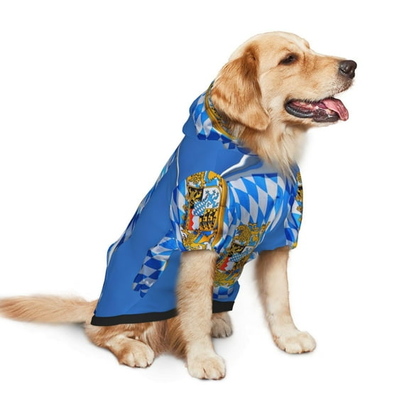 Bavarian-Flag Dog Hoodie Pet Coat for Medium and Large Dogs Daily Use Small