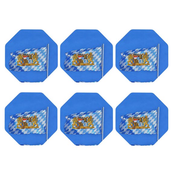 Bavarian-Flag Leather Drinks Coasters Suitable for Various Cups Set of 6 Octagon