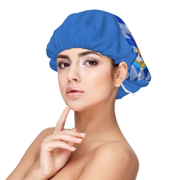 Bavarian-Flag Sleep Cap Satin Bonnet Night Sleeping Soft Hair Turbans For Women
