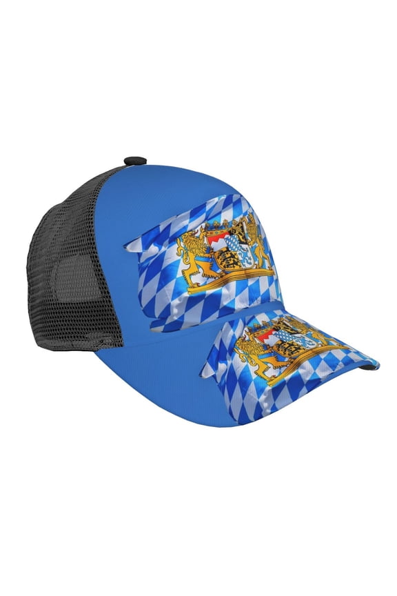 Bavarian-Flag Snapback Trucker Hats Baseball Caps Adjustable Mesh Back Ball Caps For Men Women
