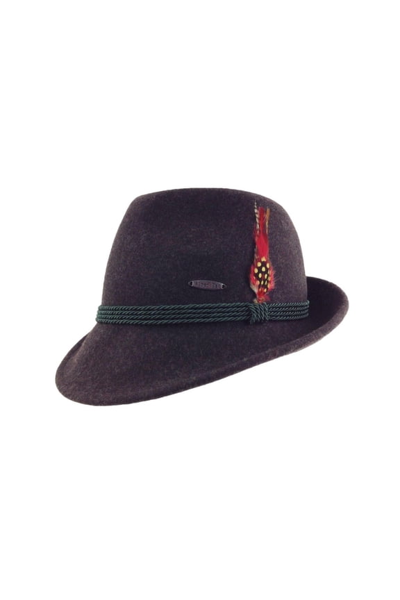 Bavarian German Alpine Wool Brown Hat with Feather & Edelweiss Hat | Oktoberfest Fedora Hat for Men & Women | XL