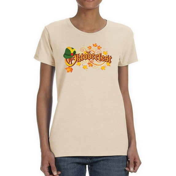 Bavarian Hat Autumn Leaves T-Shirt Women -Image by Shutterstock, Female 3X-Large