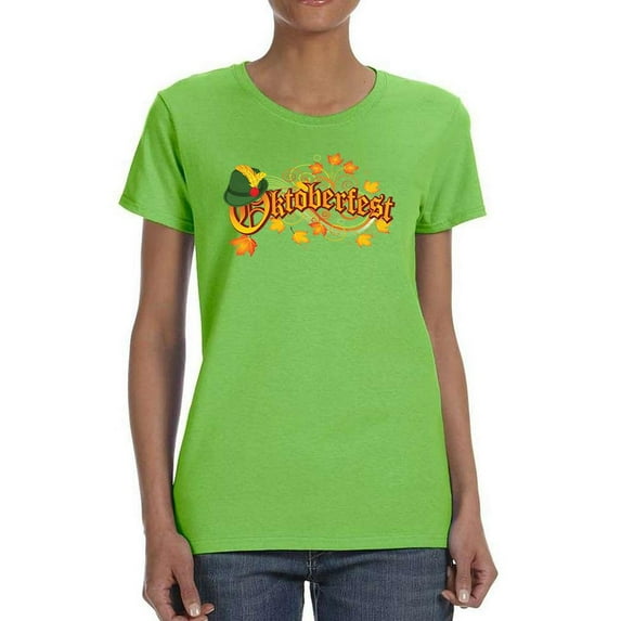 Bavarian Hat Autumn Leaves T-Shirt Women -Image by Shutterstock, Female 4X-Large