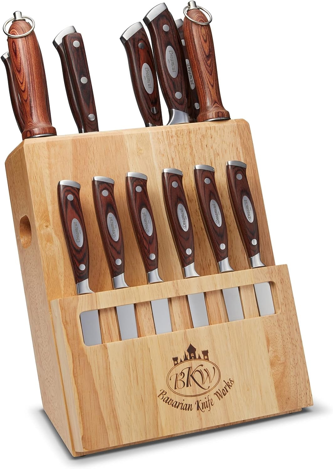 Bavarian Knife Works Perfect Combo 19 PCS Kitchen Knife Set with Steak Knives