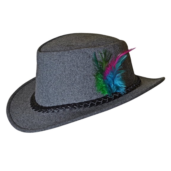 Gentry Choice Bavarian Lederhosen Hat Grey with Feather Oktoberfest Hats for Men German Dress Oktoberfest Costume Accessories