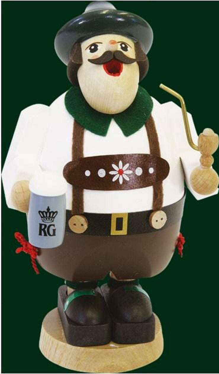Bavarian Man Holding a Beer German Wood Christmas Incense Smoker