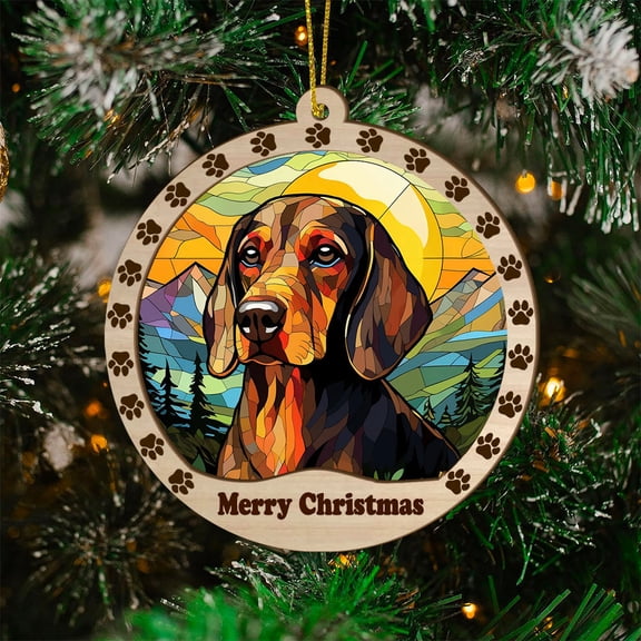 Bavarian Mountain Scent Hound Christmas Decorations, Bavarian Mountain Scent Hound Dog Christmas Stained Glass Christmas Tree, Bavarian Mountain Scent Hound Dog SunCatcher, Christmas Keepsake