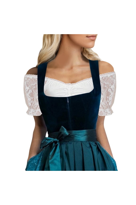 Bavarian Oktoberfest Set Bavarian Dirndl Dress Women's Dirndl Blouse Lace Short Sleeve White Oktoberfest Festival Top Unique Bavarian Traditional Crop Shirt Fine Clothing