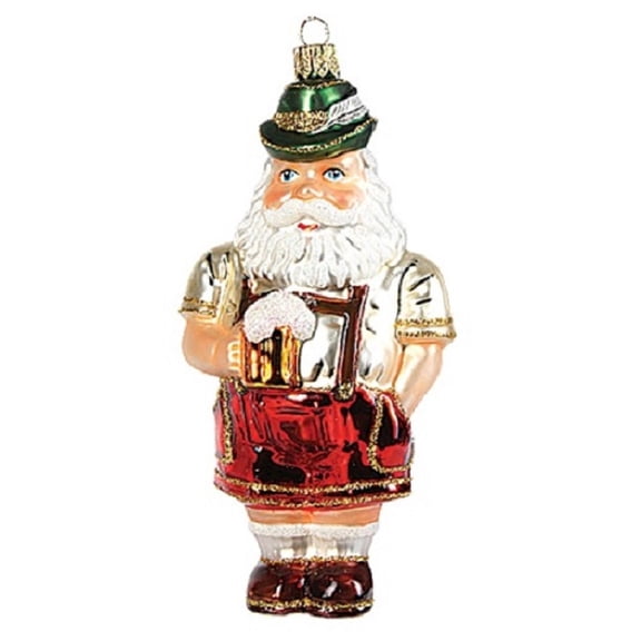 Bavarian Oktoberfest Santa Polish Blown Glass Christmas Ornament Decoration