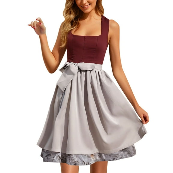 Bavarian Outfit Women Bavarian Dirndl Dress Outfit Bavarian Women's Silk Dress Oktoberfest Two Piece Carnival Attire Traditional German Dress