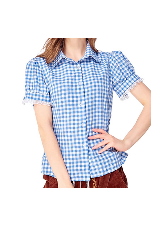 Bavarian Style Women's Oktoberfest Plaid Shirt Traditional German Checkered Blouse For Festivals Pants And Shirts for Women Women plus Size Blouse Top Shirt Thermals for Women Shirt Womens Small T