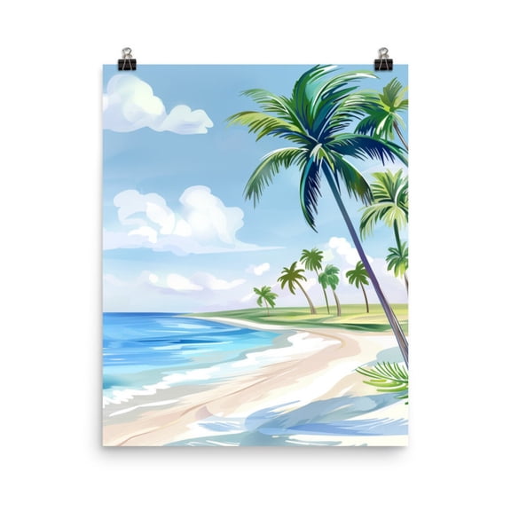 Bavaro Beach Print, Dominican Republic Coastal Wall Art, Tropical Paradise Print, Caribbean Island Decor, Punta Cana Travel Art Home Decor #191, Unframed Poster Size 8x12