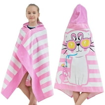 Bavilk Kids Hooded Bath Beach Towel Girls Boys Swim Pool Cover Up Super Absorbent Cute Cartoon Animal Full Vitality