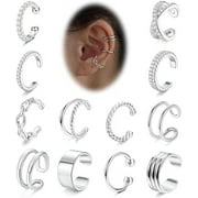 Bavsenic 12Pcs Non Piercing Cuff Earrings Clip On Cartilage Wrap Earring Earrings Set