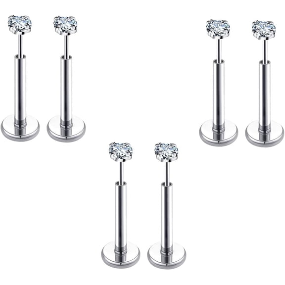 Bavsenic 20G Flat Back Earrings Stud Threadless Tragus Cartilage Lip Piercing Jewelry Hypoallergenic
