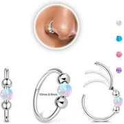 Bavsenic 2PCS 18g Opal Nose Rings for Women Nose Hoops 8mm/10mm 316L Surgical Steel Nose Rings Piercing Jewelry Can Be Used as a Nose Ring, Septum Ring, and Cartilage Earring