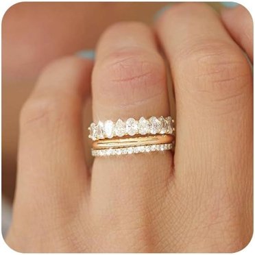 14K Gold Plated Cubic Zirconia Eternity Ring - Stackable Band For Women & Men, Hypoallergenic
