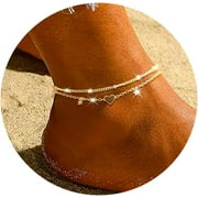 Bavsenic 925 Sterling Silver Anklet Bracelets for Women Waterproof, CZ & Heart Charm Dainty Layer