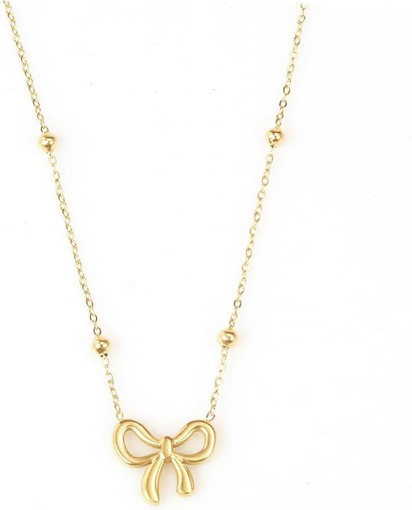 Bavsenic Bow Necklace for Women Girls Bowknot Choker Necklace 14K Gold Plated Ribbon Choker Necklaces Fashion Jewelry Gifts