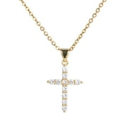 Bavsenic Cross Necklace for Women - 18K Gold Plated CZ Cross Pendant Necklace Dainty Simple Gold Crystal Cross Necklace Tiny Gold Cross Necklaces for Women Trendy Gold Jewelry for Women Gift