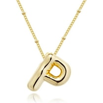 Bavsenic Gold Bubble Letter Necklace For Women,14k Gold Plated Balloon Initial Letter Pendant Necklace