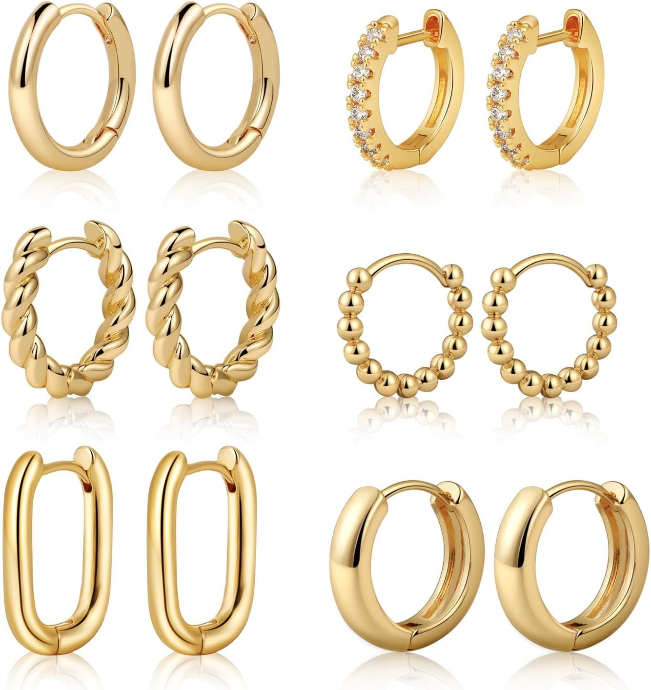 Bavsenic Gold Hoop Earrings Set for Women Trendy, 14K Gold Plated ...