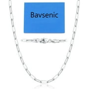 Bavsenic Italian Soild 14K Real Gold 925 Sterling Silver Paperclip Chain Necklace For Women Girls