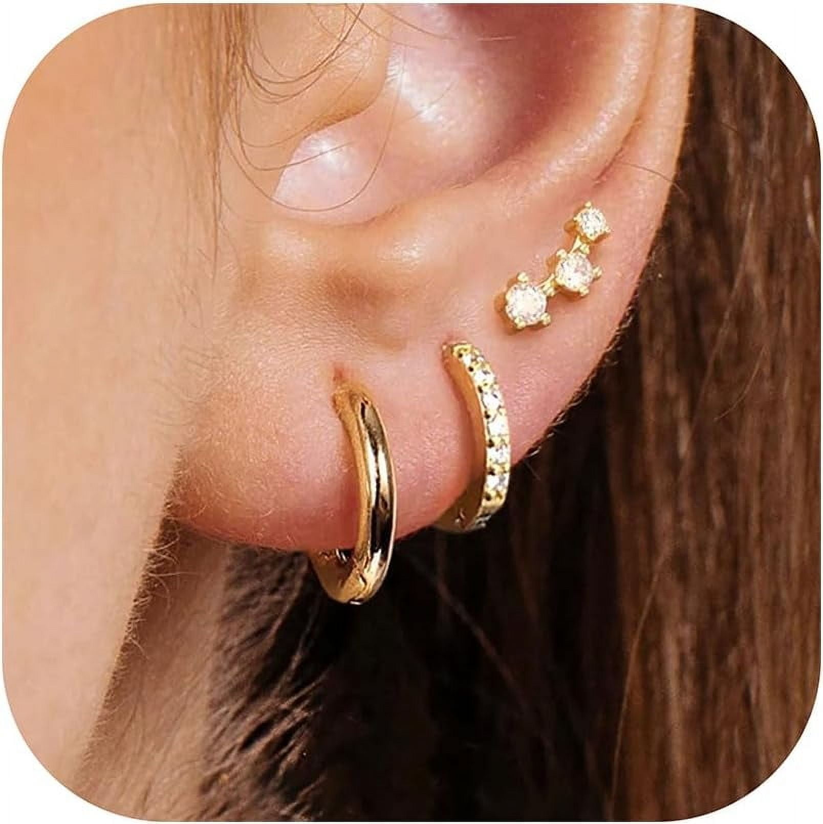 Dainty Earrings Dangle Gold Hoop Earrings Gold Plated Earrings