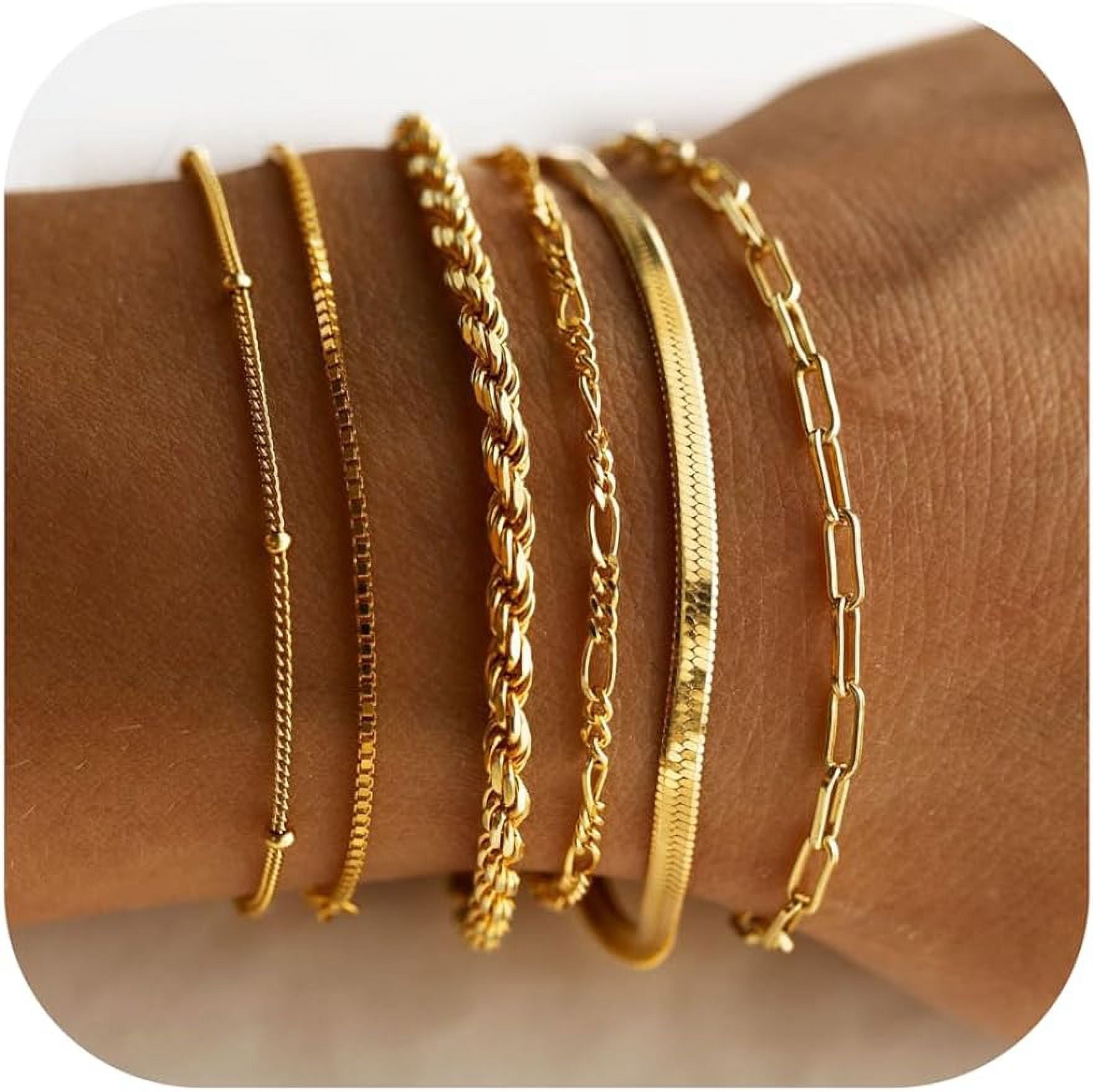 Bavsenic Trendy Thin Dainty Stackable Bracelet, 6 Piece
