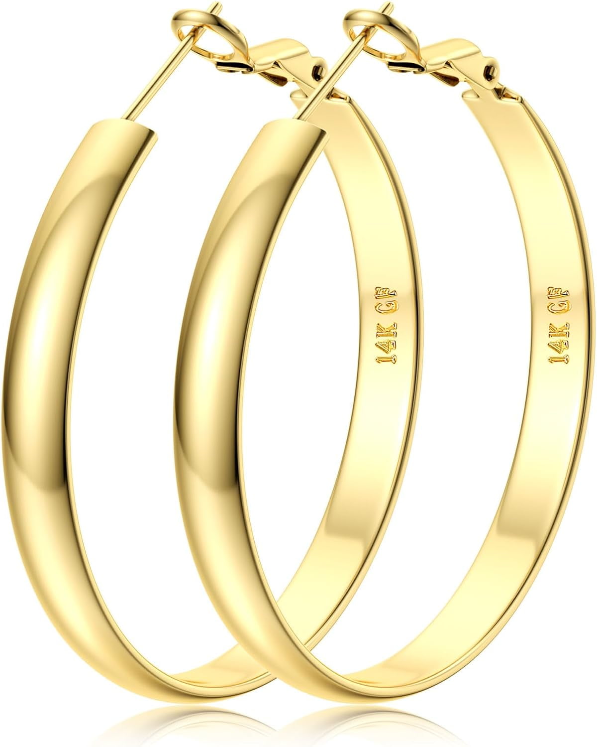 Bavsenic14K Gold Filled Hoop Earrings for Women, 5mm Wide ...