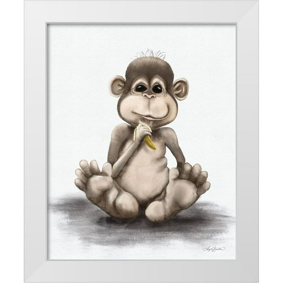 Bawden, Angela 12x14 White Modern Wood Framed Museum Art Print Titled - Melvin the Monkey