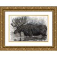 thumbnail image 1 of Bawden, Angela 14x11 Gold Ornate Wood Framed with Double Matting Museum Art Print Titled - Majestic Moose, 1 of 4