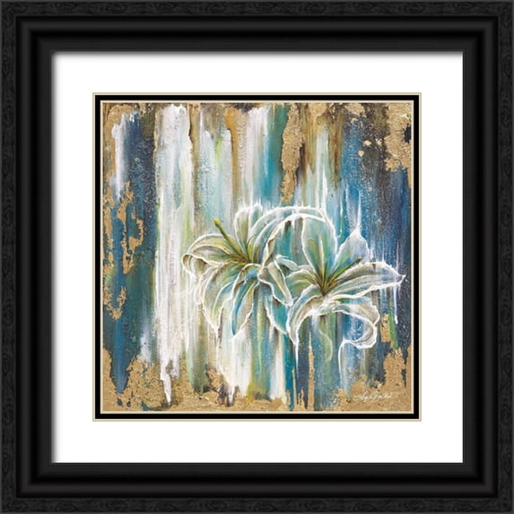 Bawden, Angela 15x15 Black Ornate Wood Framed with Double Matting Museum Art Print Titled - Beach Lilies