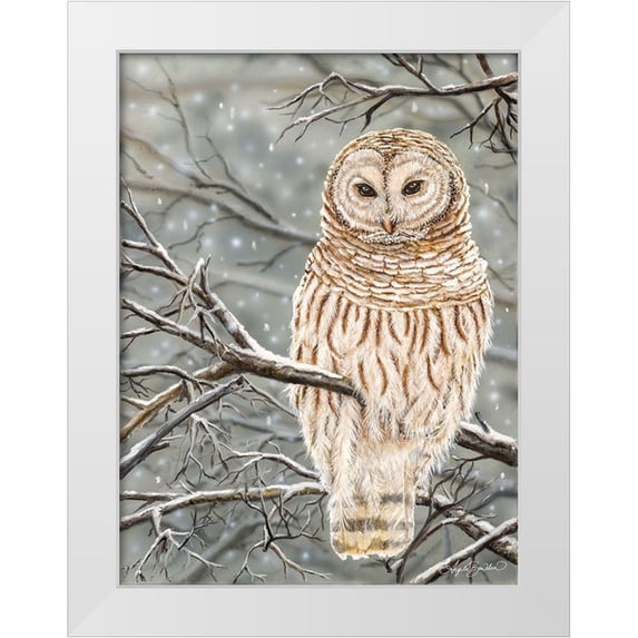 Bawden, Angela 19x24 White Modern Wood Framed Museum Art Print Titled - Snowy Owl