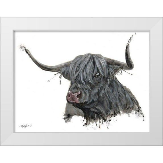 Bawden, Angela 24x19 White Modern Wood Framed Museum Art Print Titled - Ethel the Highland Cow