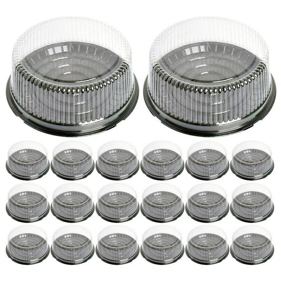 Baweave 20 Pcs Packing Box Cake Disposable Containers Round Holder Clear Muffin Holders Pie Mousse Portable Carrier