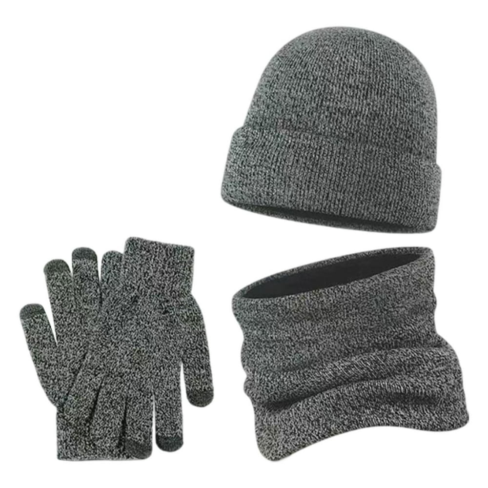 3 Pcs Kids Winter Hat Gloves Scarf Set, Toddler Knitted Beanie Hat Neck Warmer