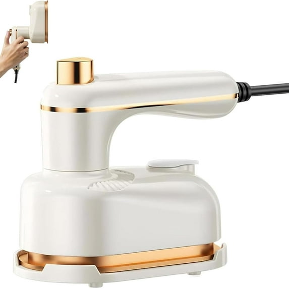 Baweilder Handheld Portable Iron, 2-in-1 Travel & Garment Steamer, Fast Heating Wrinkle Remover with Titanium Soleplate, Compact Mini Iron with Large Water Tank & Safety Base, For Home and Travel