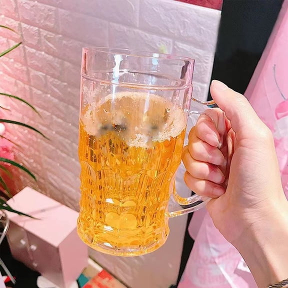 Bawilom 400ml Double Layered Plastic Beer Glass With Large Capacity Interlayer Chilled Water Cup